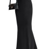 Women's High Waist Elastic Flare Sexy Bodycon Basic Slim Maxi Skirt