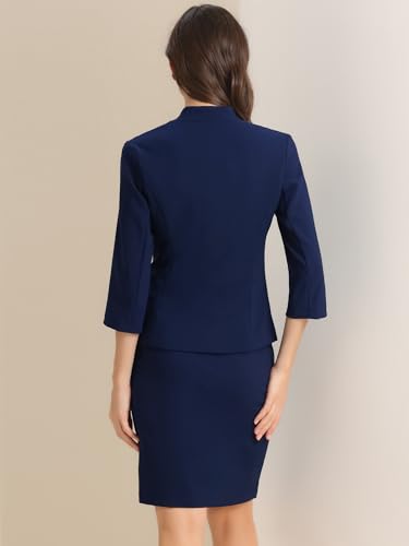 2 Piece Suit Skirt Set for Women's Notched Collar Casual Business Skirt Suit Set and Blazer Pencil Skirts