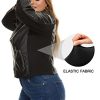Women's Faux Leather Jackets, Zip Up Motorcycle Short PU Moto Biker Outwear Fitted Plus Size Coat