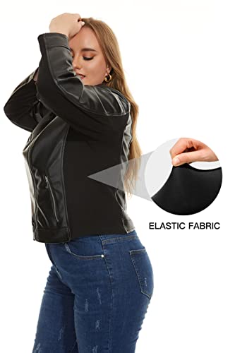 Women's Faux Leather Jackets, Zip Up Motorcycle Short PU Moto Biker Outwear Fitted Plus Size Coat