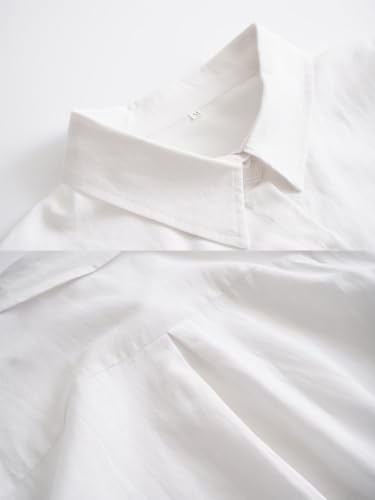 Women's Long Sleeve Shirts Button Down Blouse Cotton Tunic High Low Tops