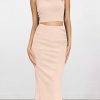 Women's 2 Piece Summer Outfits Crewneck Tank Tops Split Bodycon Midi Skirt Set