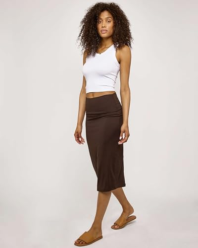 3 Pack: Womens Soft Midi Skirt – High Waisted Pencil Work Office Business Casual Skirts with Back Slit Plus