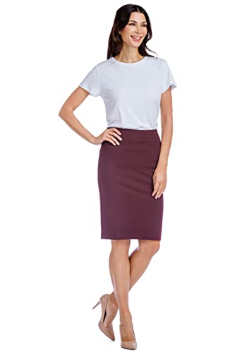 Women's Ecofabric Ponte Pull On Stretch Above Knee Classic Pencil Skirt, Fitted