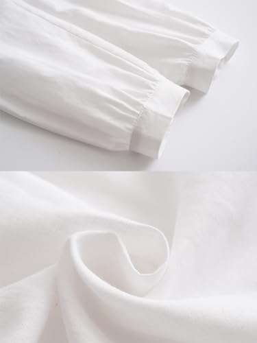 Women's Long Sleeve Shirts Button Down Blouse Cotton Tunic High Low Tops
