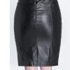 Black PU Short Skirt Women High Waist Occupation Work Pencil Skirt Female Leather Skirt
