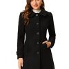 Women's Peter Pan Collar Overcoat Winter Dressy Button Single Breasted Long Coat