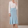 Women's Midi Mermaid Skirt Work High Elastic Waisted Fishtails Skirts
