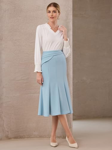Women's Midi Mermaid Skirt Work High Elastic Waisted Fishtails Skirts