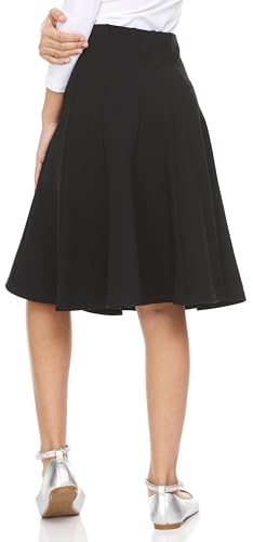 Girls Elastic Waist A-Line Panel Unifrom Skater Skirt