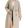 Women's Long Pea Coat Double Breasted Notch Lapel Trench Coat Office Work Peacoat Jacket Dress Coat