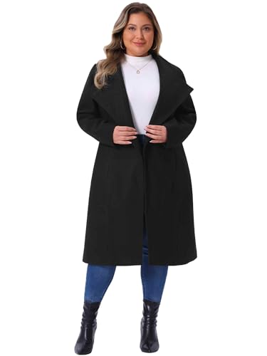 Women's Plus Size Overcoat Classic Stand Collar Long Sleeve Outwear Winter Long Trench Coat