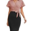 Women's Business Pencil Dress Short Sleeve Wedding Guest Office Work Dresses Cocktail Party