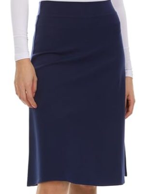 Women’s A-Line Circle Skater Knee Length Skirt- Elastic Waist Business Office Skirt