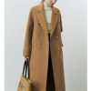 Womens Pea Coats Fall Long Trench Coat Double Breasted Button Down Lapel Belted Peacoat