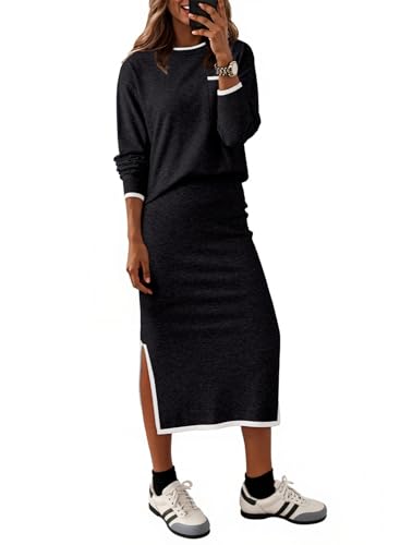 2 Piece Skirts Sets For Women Fall Fashion 2025 Sweater Dress Knit Lounge Travel Outfits Winter Clothing