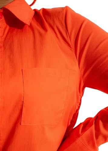 Women's Casual Long Sleeve Button Down Shirts Mini Dress Sexy V Neck T-Shirts Tops Loose Collar Long Blouse Wrap Dress