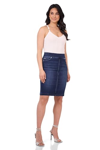 Women’s Ease into Comfort Pull-On Stretch Denim Skirt – Soft Jean Fabric, Flattering Slim Fit, All-Day Comfort