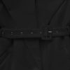 Women's Winter Wool Trench Coat Wrap Large Collar High Low Jacket Outwear with Belt