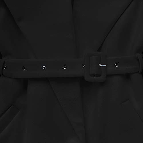 Women's Winter Wool Trench Coat Wrap Large Collar High Low Jacket Outwear with Belt
