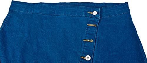 Women's Plus Size Stretchy Fit Denim Skirt Midi High Waist Bodycon Jean Skirt Casual Slit Below Knee Pencil Skirt
