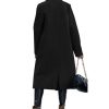 Womens Trench Coat Winter Lapel Double Breasted Long Pea Coat Casual Work Office Overcoat with Pocket