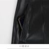 Women Extra Long Red Black Pu Leather Trench Coat Gold Button Double Breasted Elegant Chic Overcoat