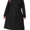 Women's Plus Size Overcoat Classic Stand Collar Long Sleeve Outwear Winter Long Trench Coat