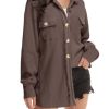 Womens Waffle Knit Shacket Oversized Button Down Shirt Jacket Lightweight Spring Outfits Clothes
