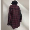 Women's Vintage Button Down Long Sleeve Flannel Plaid Collared Shirt Shacket Blouse