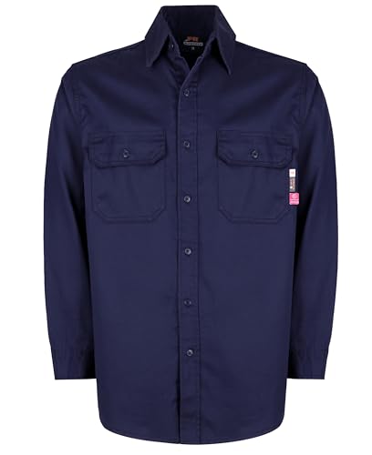 FR Shirts for Men Fire Resistant Button Down Work Shirt 100% Cotton 6.5oz Lightweight Welding Shirts