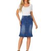 Women's Denim High Waisted Knee Length Pencil Mermaid Stretch Jean Skirt