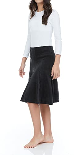 Girls Uniform School Church Velour Pleated Knee Length Panel Skirt