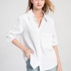 Women's Long Sleeve Shirts Button Down Blouse Cotton Tunic High Low Tops