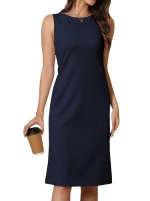 Women Business Sheath Midi Dress, 2025 Summer Sleeveless A-line Slimming Work Pencil Skirt