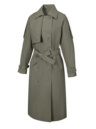 Women's Trench Coat Long Loose Jacket Spring Fall Overcoat with Belt