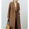 Womens Pea Coats Fall Long Trench Coat Double Breasted Button Down Lapel Belted Peacoat