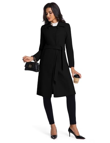 Long Wool Coats for Women Double Breasted Vintage Fall Winter Pea Coat Jackets
