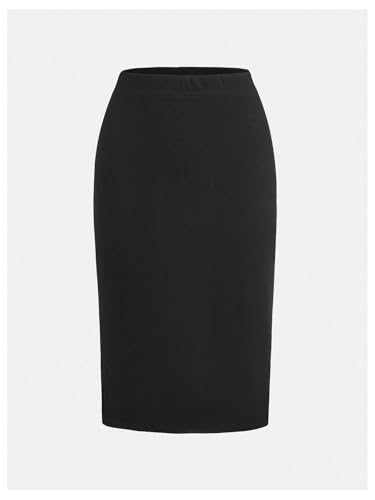 Women's Plus Size 2 Pack Striped Slit Midi Skirts High Waist Pencil Skirt