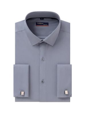 Men's Dress Shirt French Cuff Shirt for Men Slim Fit Stretch Spread Collar with Metal Cufflink