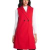 Womens Long Wool Vest Fall Winter Sleeveless Blazer Jackets Wool Coat