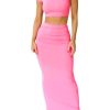Two Piece Skirt Set for Women 2 PC Y2K Outfits Short Sleeve Crop Tops Bodycon High Waist Long Maxi Skirts