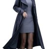 Women's Elegant Lapel Collar 2 Button Fit-Flare Pu Leather Long Trench Coat