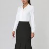 Women's Elegant Formal Skirt with Belt Knee Length Fishtail Pencil Skirt