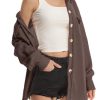 Womens Waffle Knit Shacket Oversized Button Down Shirt Jacket Lightweight Spring Outfits Clothes