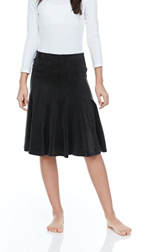 Girls Uniform School Church Velour Pleated Knee Length Panel Skirt