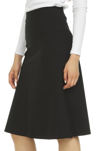 Women’s A-Line Circle Skater Knee Length Skirt- Elastic Waist Business Office Skirt