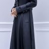 Women's Elegant Lapel Collar 2 Button Fit-Flare Pu Leather Long Trench Coat