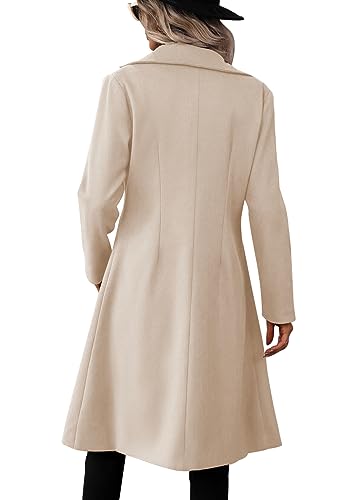 Womens Long Double Breasted Coats Lapel Collar Pea Coat Winter Slim Fit Jackets Trench Coat Outwear
