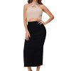 Women's Split Ribbed Knit Bodycon Maxi Skirt High Waisted Side Slit Pencil Long Skirts Summer Trendy 2025